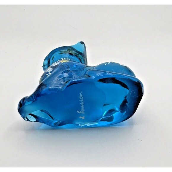 Fenton Perky Aqua Blue Hand Painted Signed Cat No Sticker Used - Picture 10 of 15